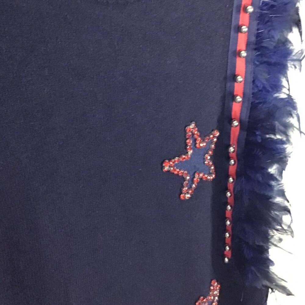 SHOWOFF Navy Blue Knit Embellished Graphic Sleeveless Dress - Picture 4 of 15